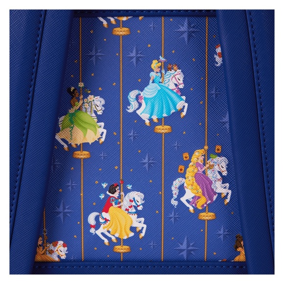 Loungefly Disney Princesses Carousel Drawstring Mini Backpack - Picture 7 of 8